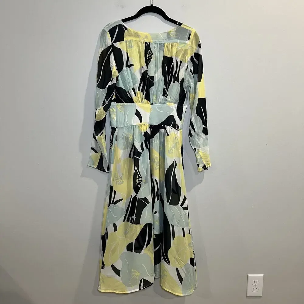 THE KOOPLES Hibiscus Empire Waist Midi Dress Size 2 New With Tags $375 - Picture 3 of 10